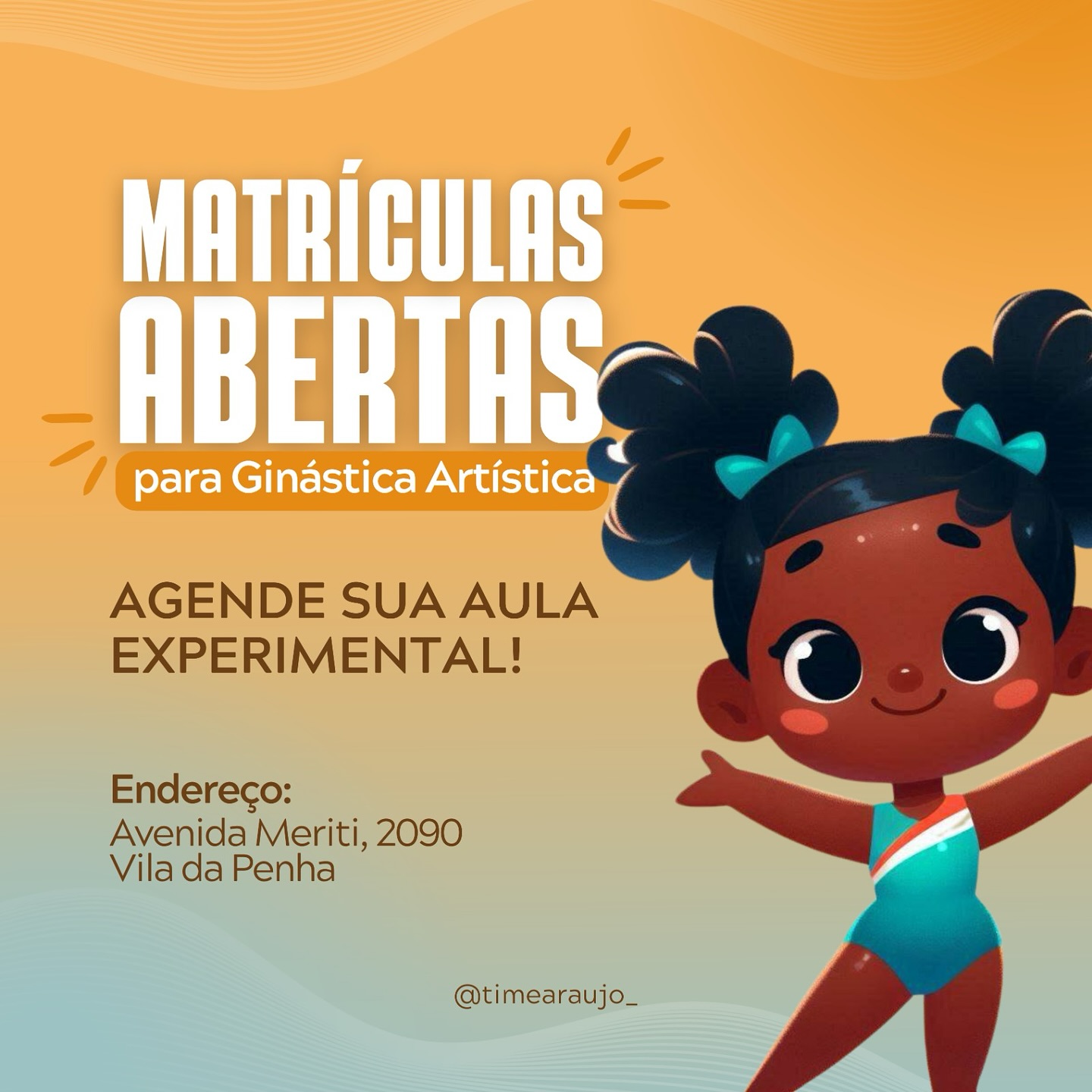 Arte do Time Araújo convidando para agendar uma aula experimental
